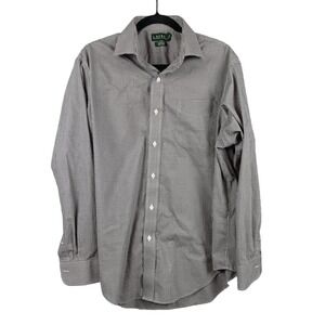 LRL Ralph Lauren Mens Classic Fit Black White Gingham Dress Shirt 16‎ 1/2